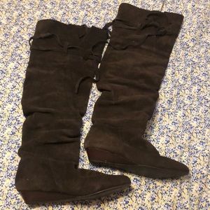 Nine West Abrel 1 Ladies Long Brown Suede boots size 9 1/2